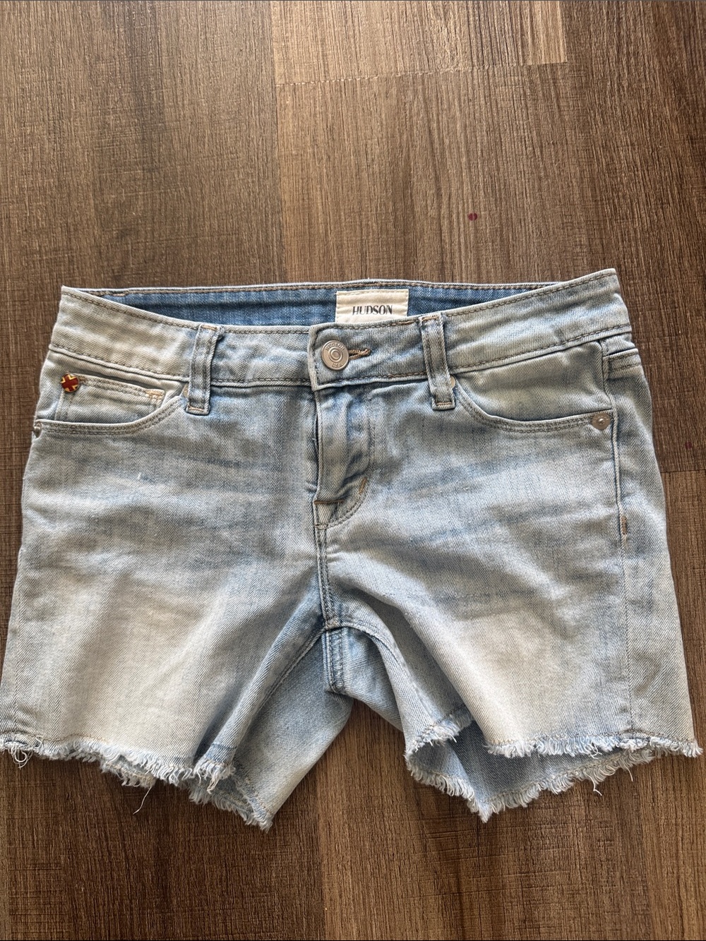 Hudson Jeans Pale Blue Frayed Hem Denim Shorts